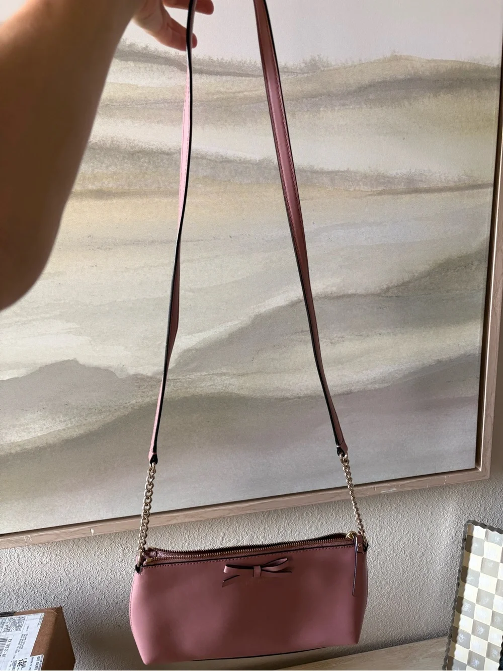 kate spade Dusty Pink Leather Crossbody with Bow Accent